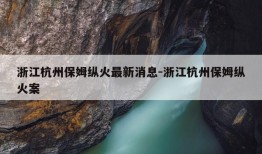 浙江杭州保姆纵火最新消息-浙江杭州保姆纵火案