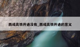 西成高铁开通没有_西成高铁开通的意义