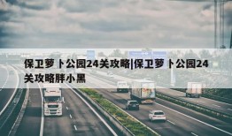 保卫萝卜公园24关攻略|保卫萝卜公园24关攻略胖小黑