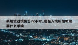 新加坡过境免签72小时_现在入境新加坡需要什么手续