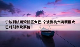 宁波到杭州湾新区大巴-宁波到杭州湾新区大巴时刻表及票价