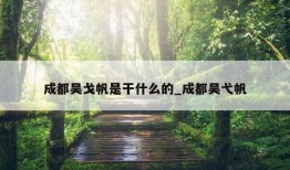 成都吴戈帆是干什么的_成都吴弋帆