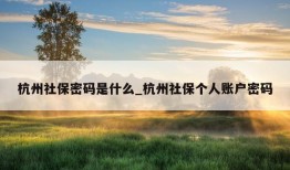 杭州社保密码是什么_杭州社保个人账户密码