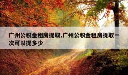 广州公积金租房提取,广州公积金租房提取一次可以提多少