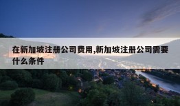 在新加坡注册公司费用,新加坡注册公司需要什么条件